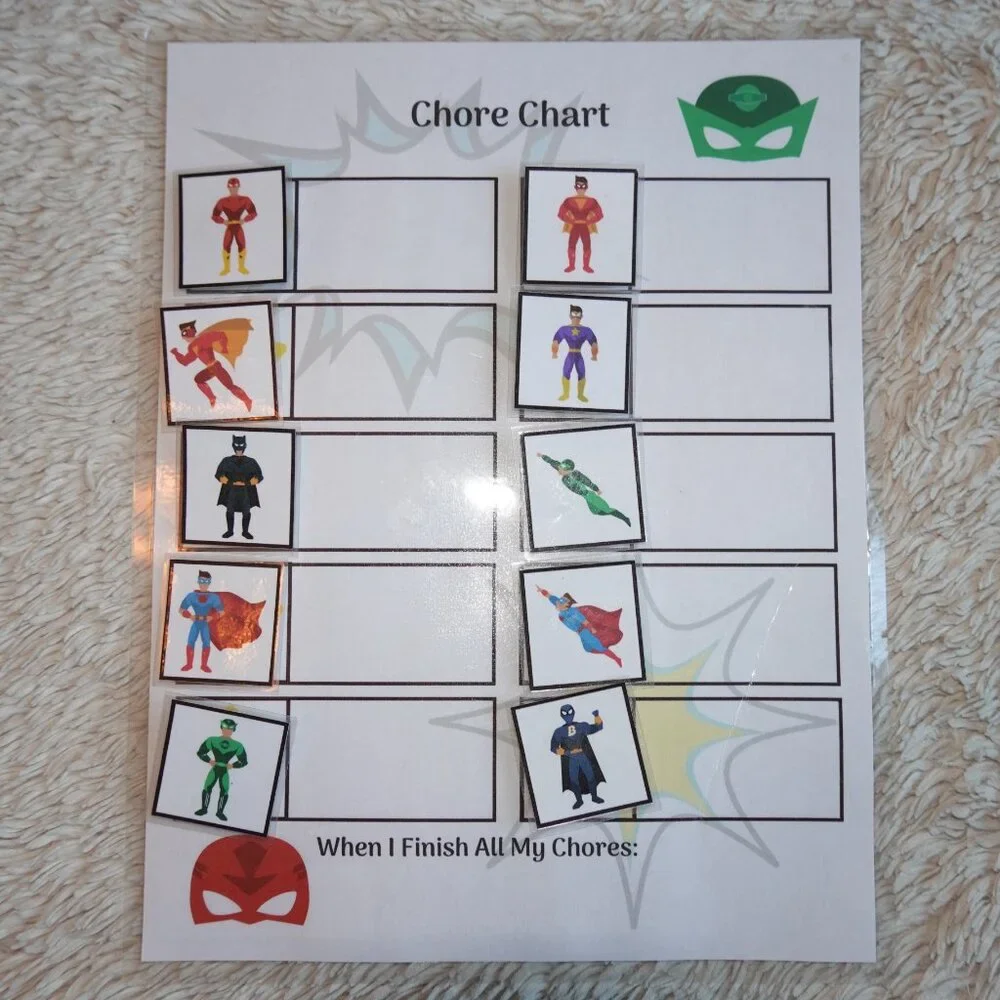 Super Hero Chore Chart, Token Board System, Reward Chart for Toddlers